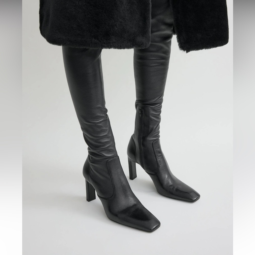 NEW TOTEME Nappa over-the-knee boots black sock leather 38 SOLD OUT